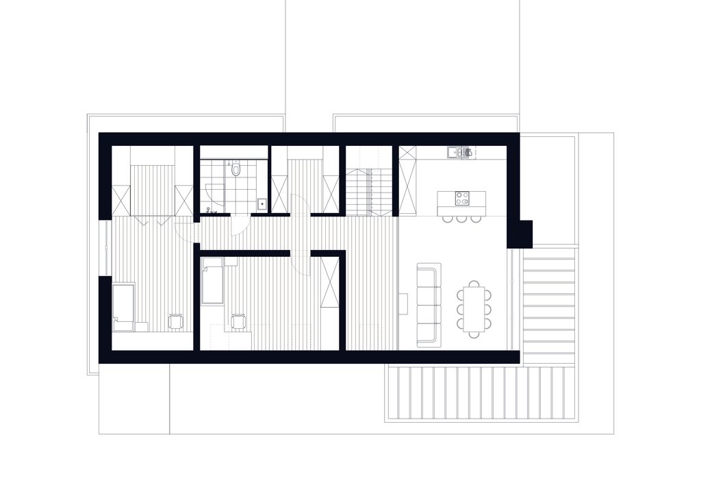 Rzut poddasza użytkowego domu w Gorlicach — projekt architektoniczny heca.